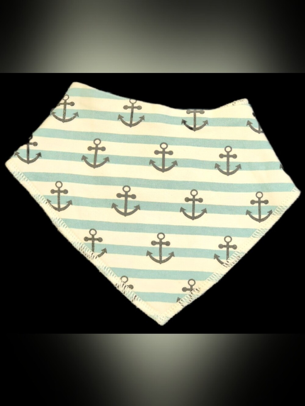#IC102 Striped Anchor Bandana Bib in Aqua and Gray